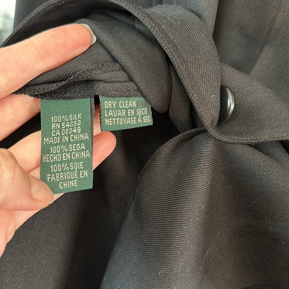 Lauren Ralph Lauren, 100% silk black long sleeve Shacket shirt/jacket, green tag - Picture 6 of 7